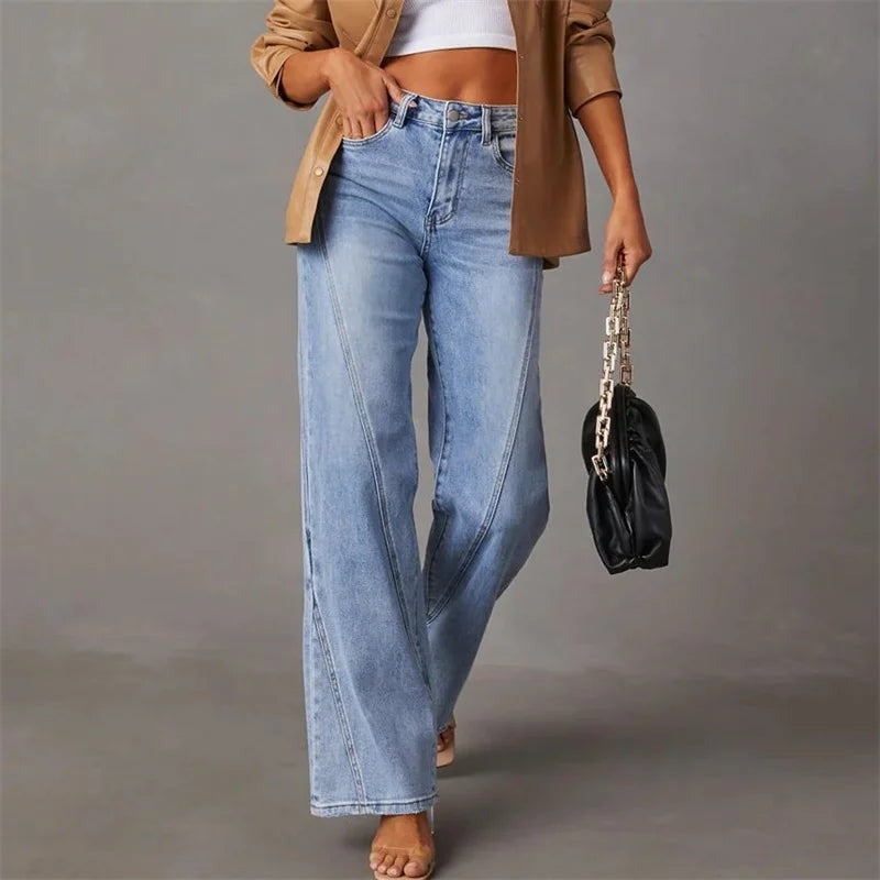 Women's High Waisted Wide Leg Jeans with Elongating Silhouette