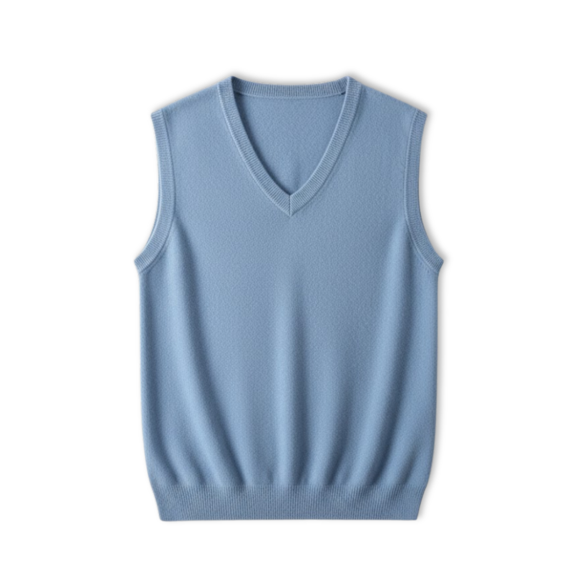 Ærmeløs pullover-vest til mænd i merinould med V-hals