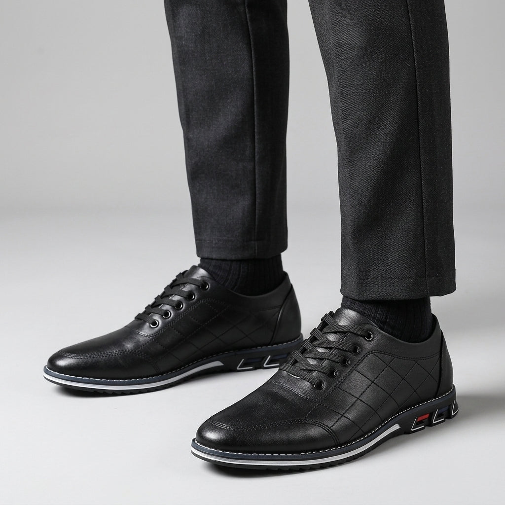 Men's Quilted Sneakers with Lace Up Closure and Textured Grip Outsole