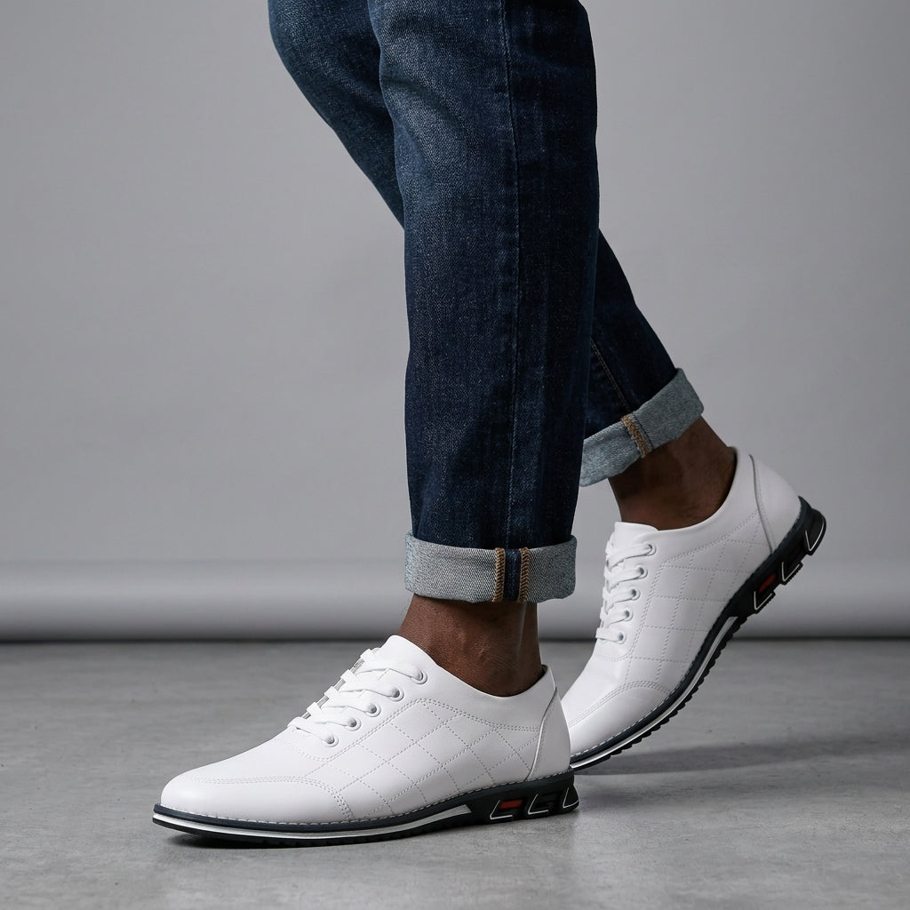 Men's Quilted Sneakers with Lace Up Closure and Textured Grip Outsole