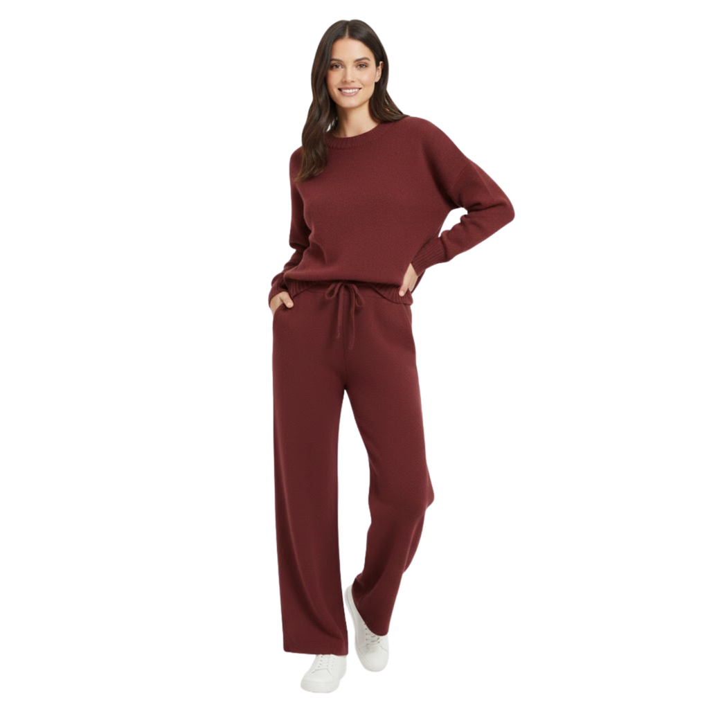 Knitted Set Women Loose Sweater Wide Leg Pants