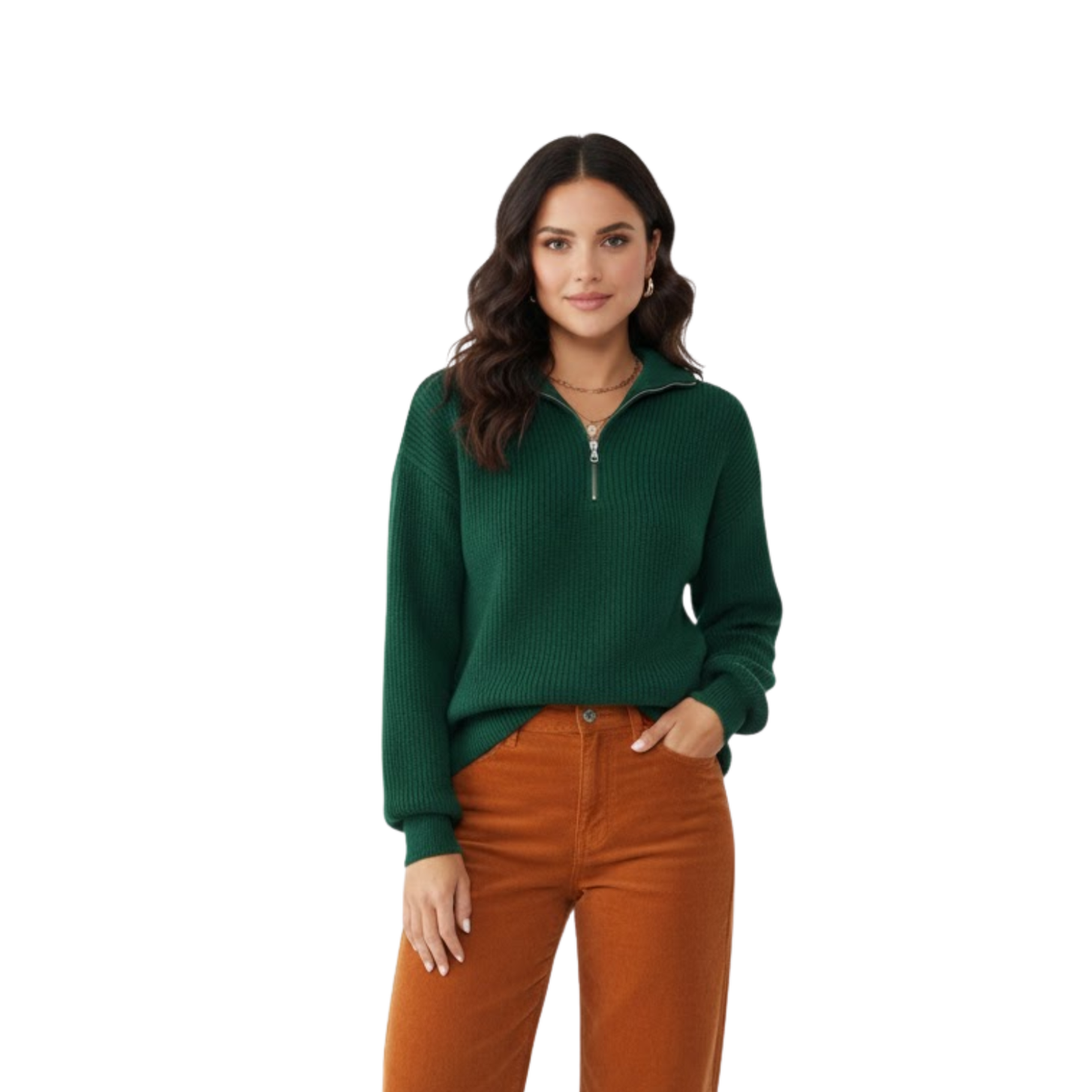 Women Pullovers Sweater Turtleneck Zippers Thick