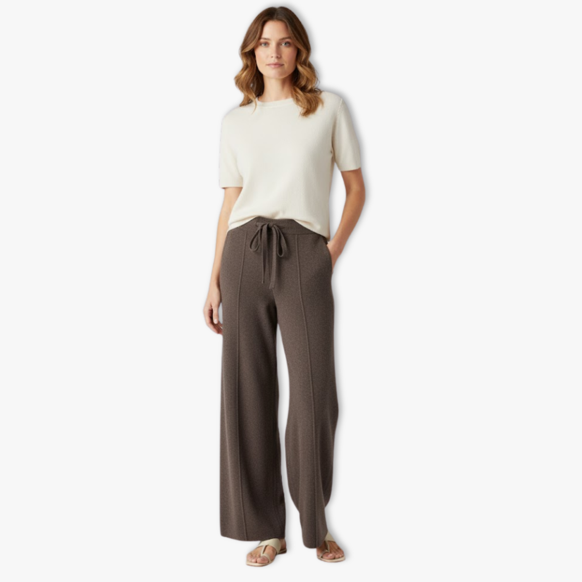 Wool Knitted Wide Leg Pants Women Straight Tube Autumn Winter