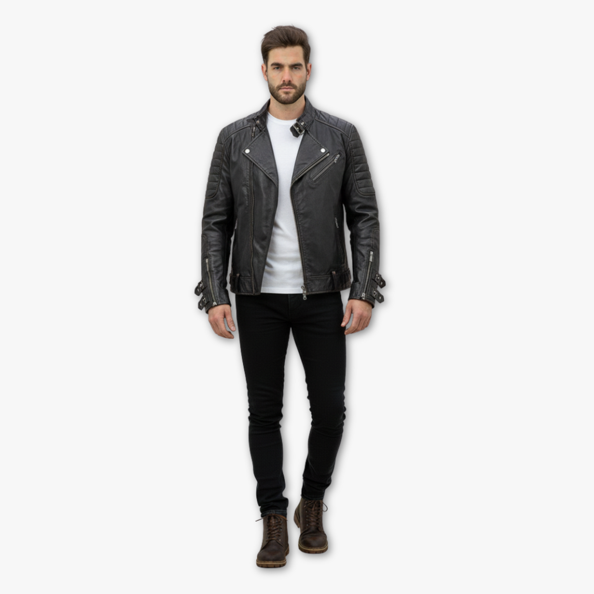 Classic Leather Biker Jacket for Men