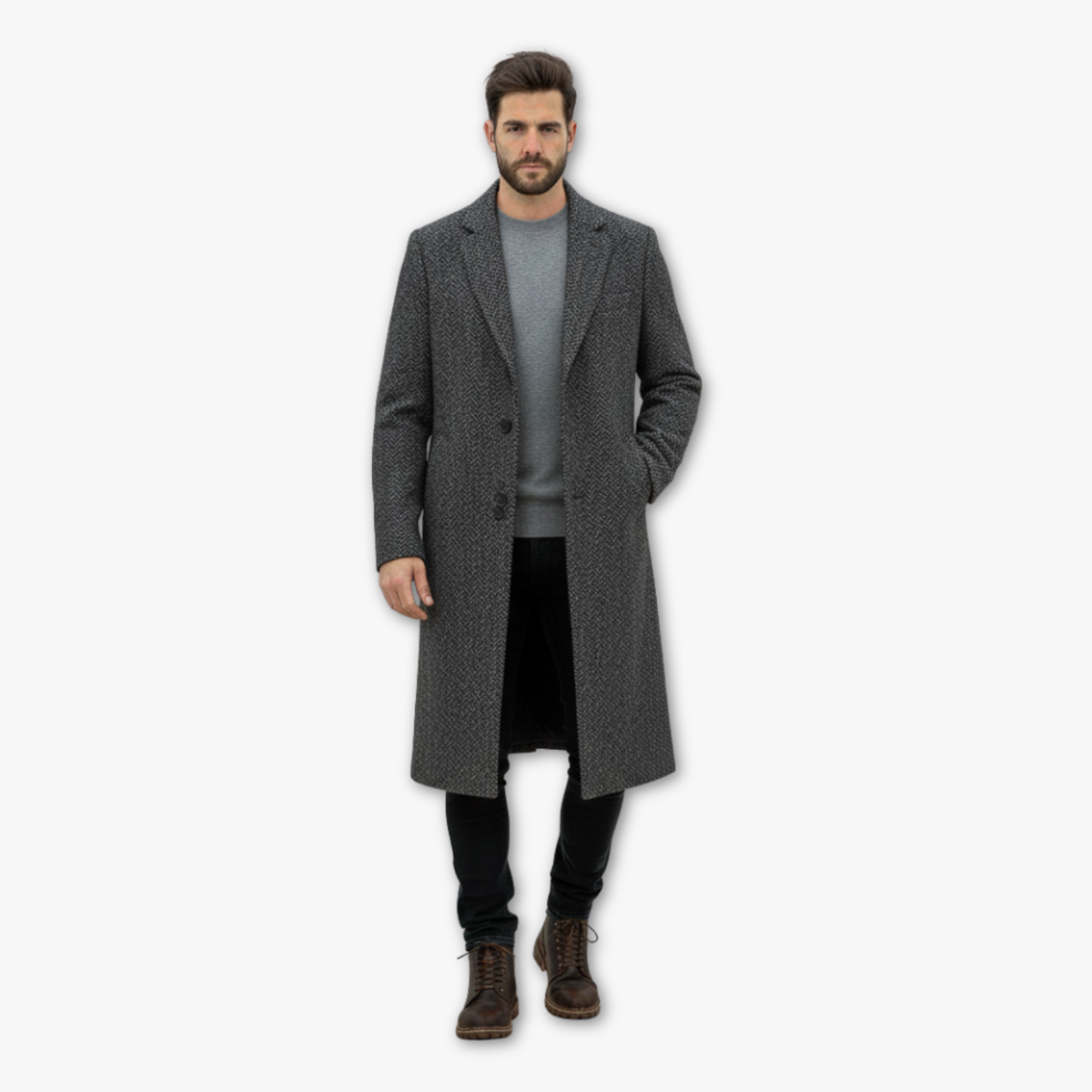 Tailored Long Overcoat for Men
