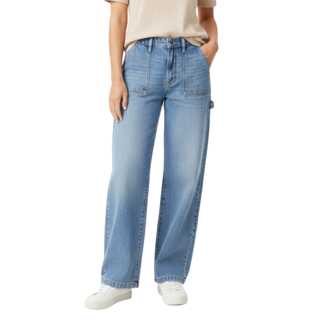 Women Wide Leg Straight-Leg Jeans Denim Pants