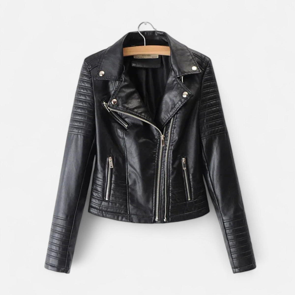 Women's Genuine Leather Jacket with Biker Style and Structured Cut
