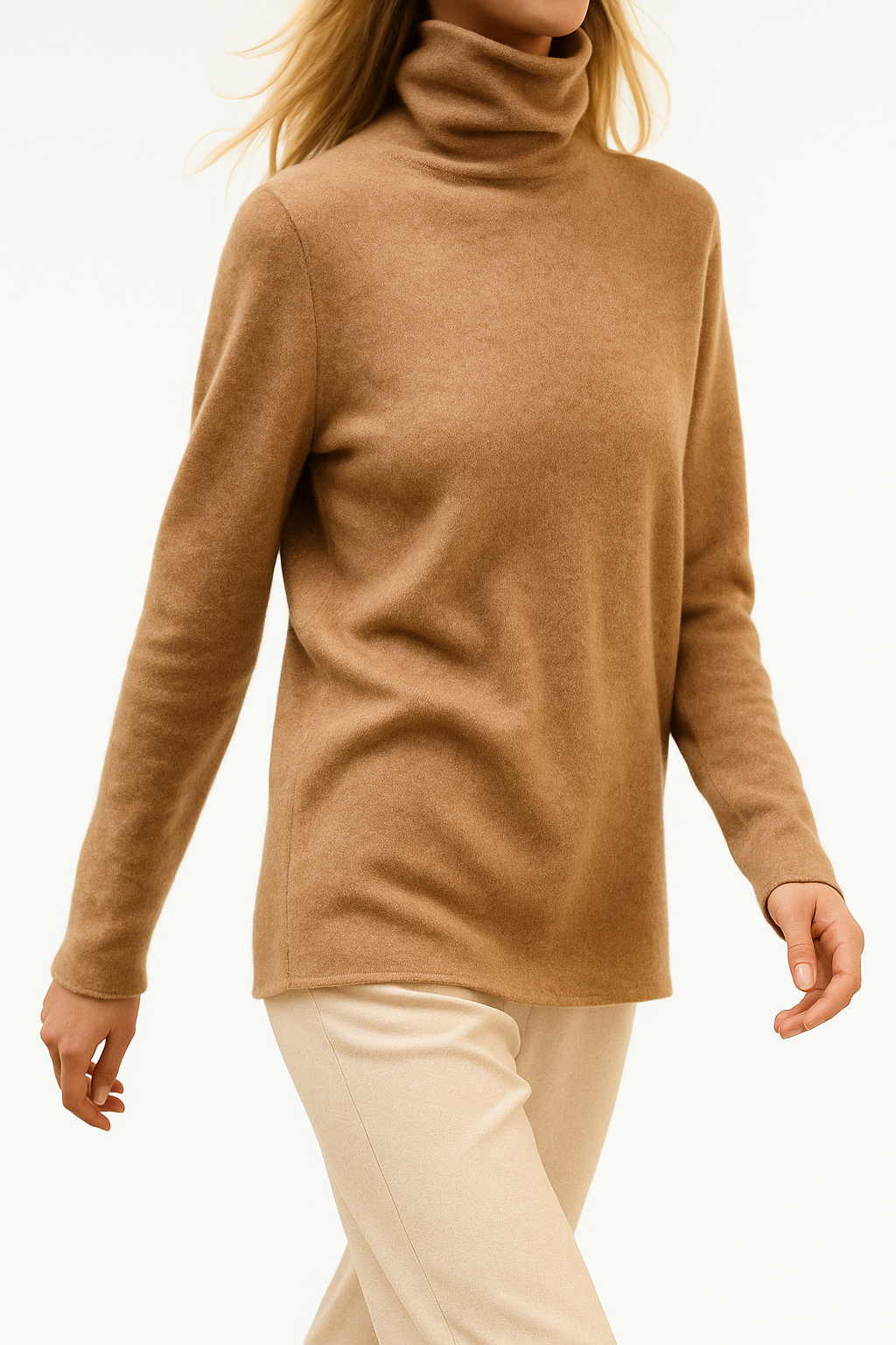 Women's Slim Fit Cashmere Blend Turtleneck Sweater with Long Sleeves