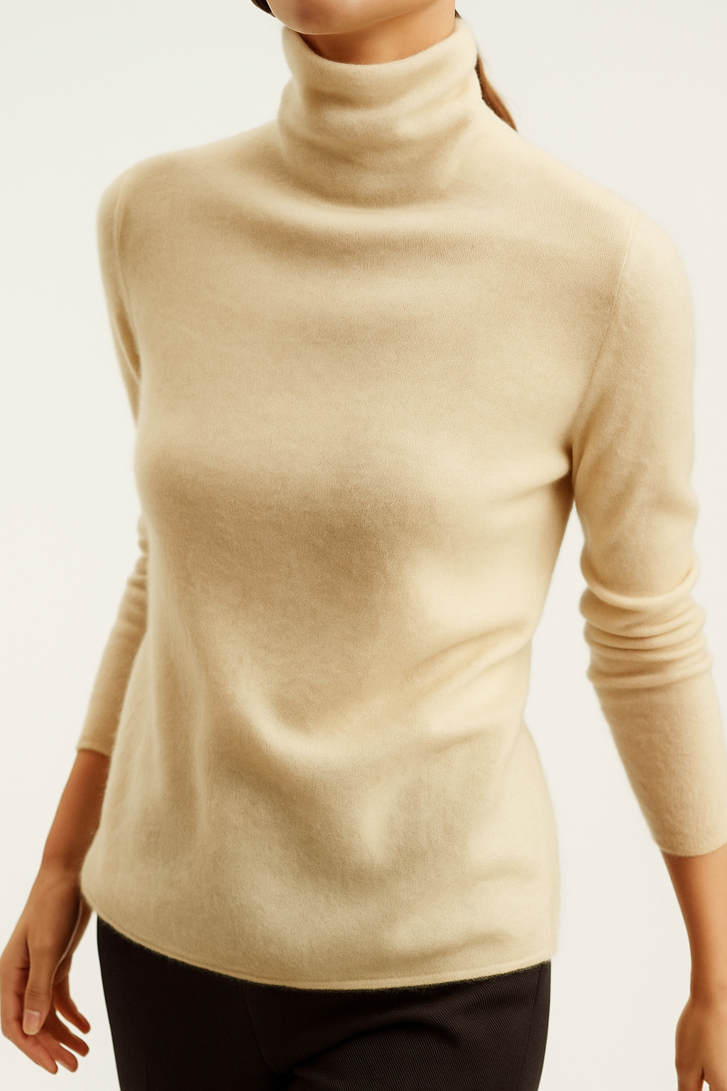 Women's Slim Fit Cashmere Blend Turtleneck Sweater with Long Sleeves