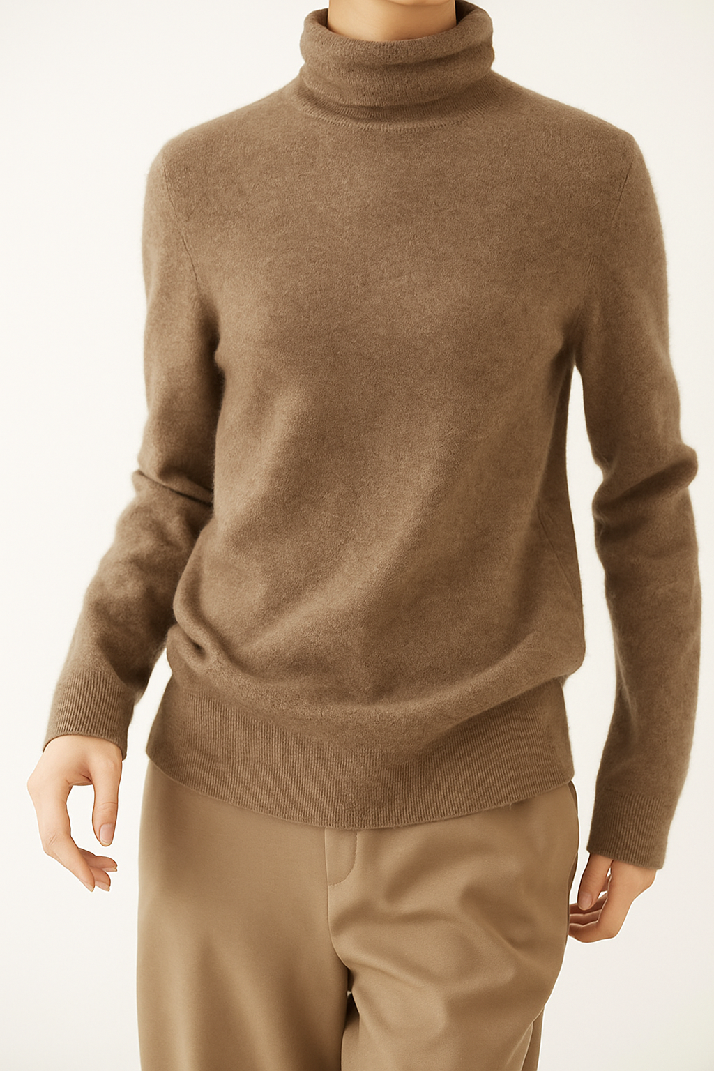 Women's Slim Fit Cashmere Blend Turtleneck Sweater with Long Sleeves