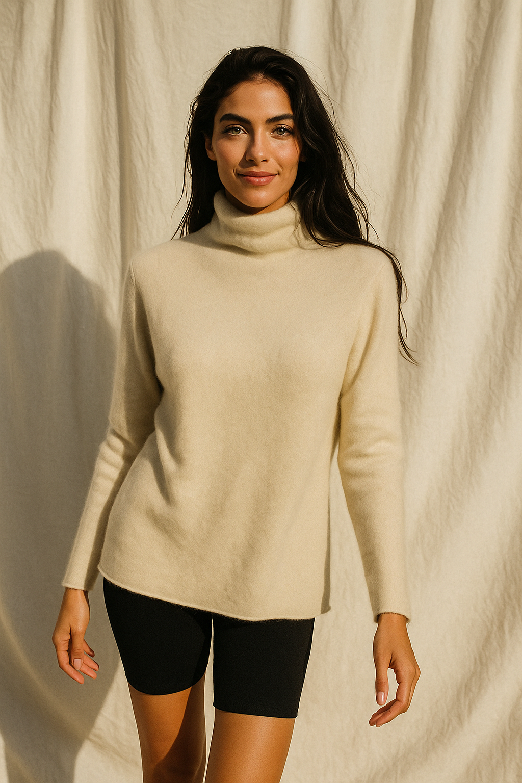 Women's Slim Fit Cashmere Blend Turtleneck Sweater with Long Sleeves