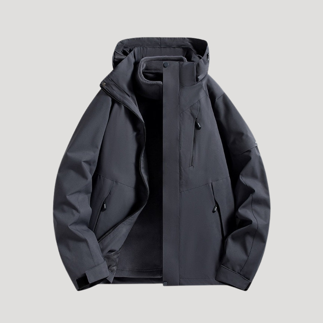 Women's Windbreaker Jacket with Adjustable Hood and Zipper Closure