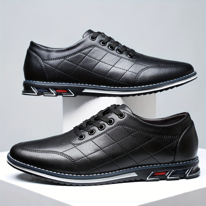 Men's Quilted Sneakers with Lace Up Closure and Textured Grip Outsole