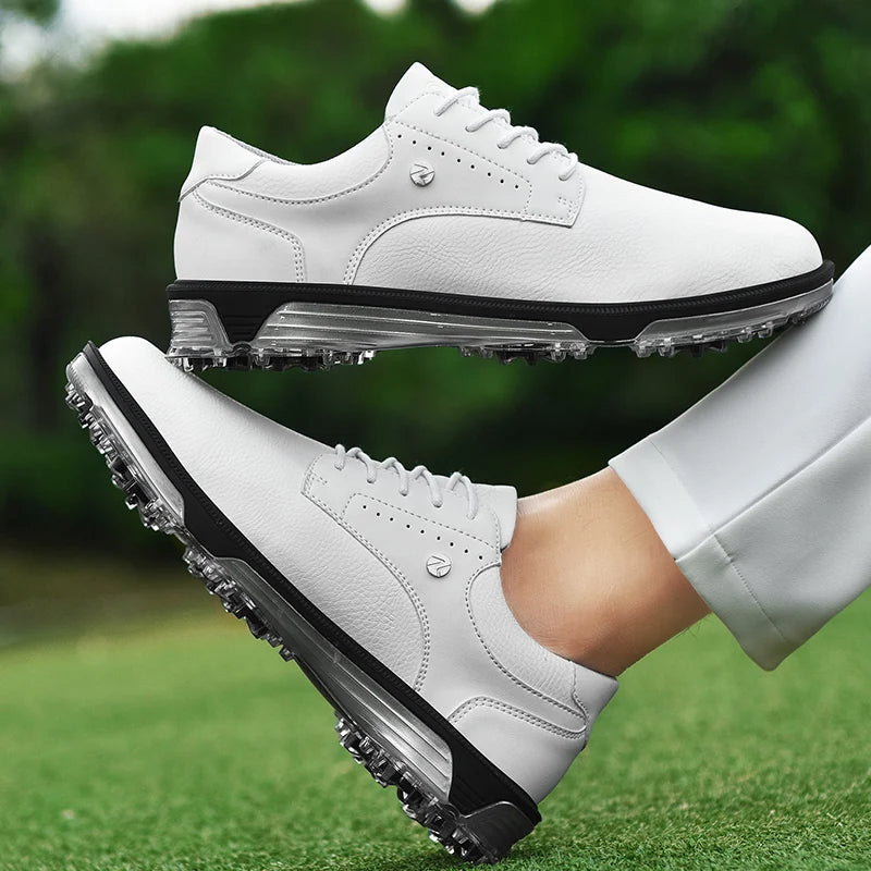 Men's Waterproof Golf Shoes with Full Grain Leather and Non Slip Grip