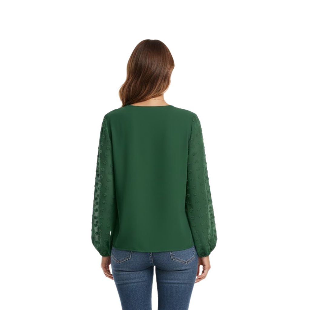 Women Blouses Shirts V-Neck Long Lantern Sleeve Tops