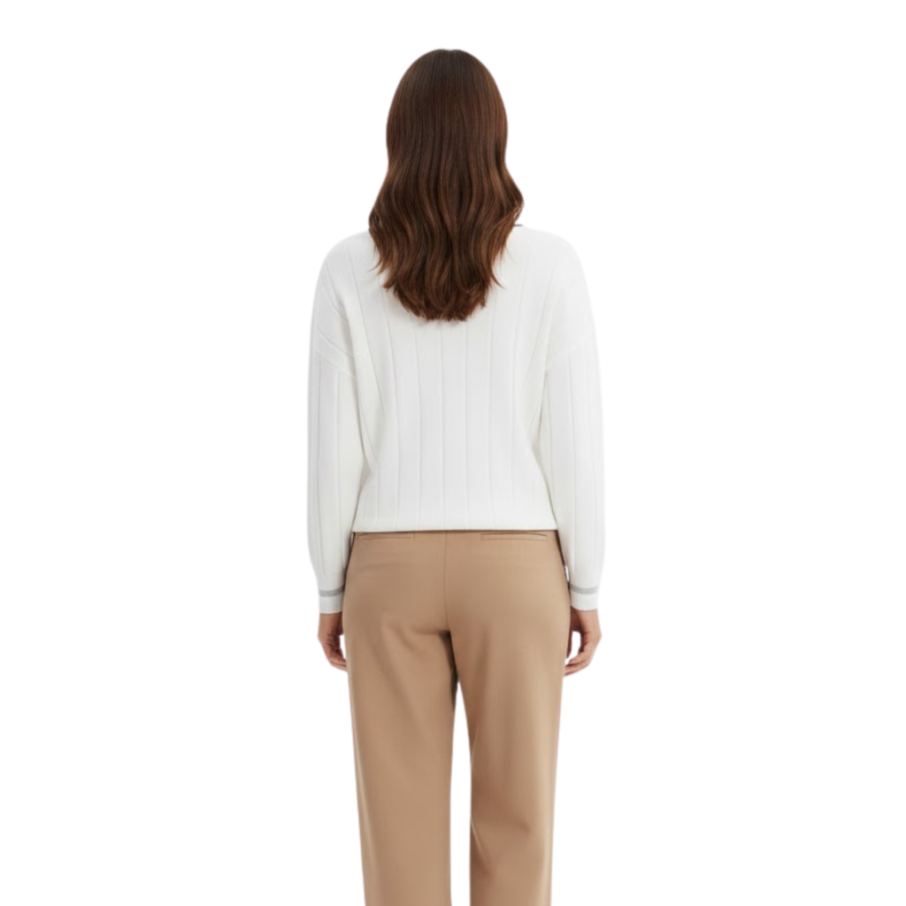 Women Luxurious V-Neck Long Sleeve Cotton Sweater