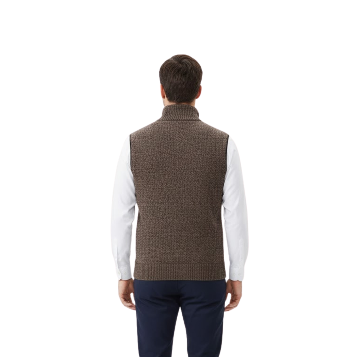 Man Winter Sweater Zippered Stand Collar Vest