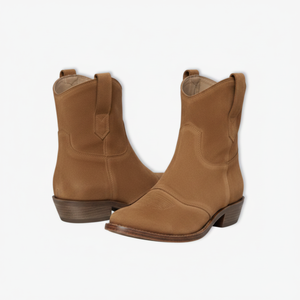 Dames ankelstøvler i ruskind med slip-on-design og skridsikker sål