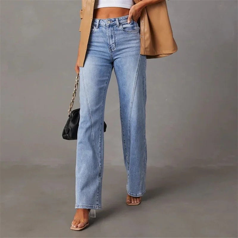Women's High Waisted Wide Leg Jeans with Elongating Silhouette