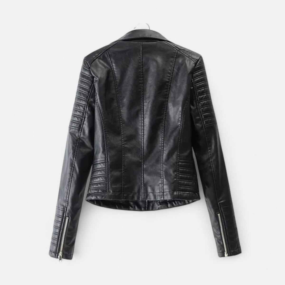 Women's Genuine Leather Jacket with Biker Style and Structured Cut