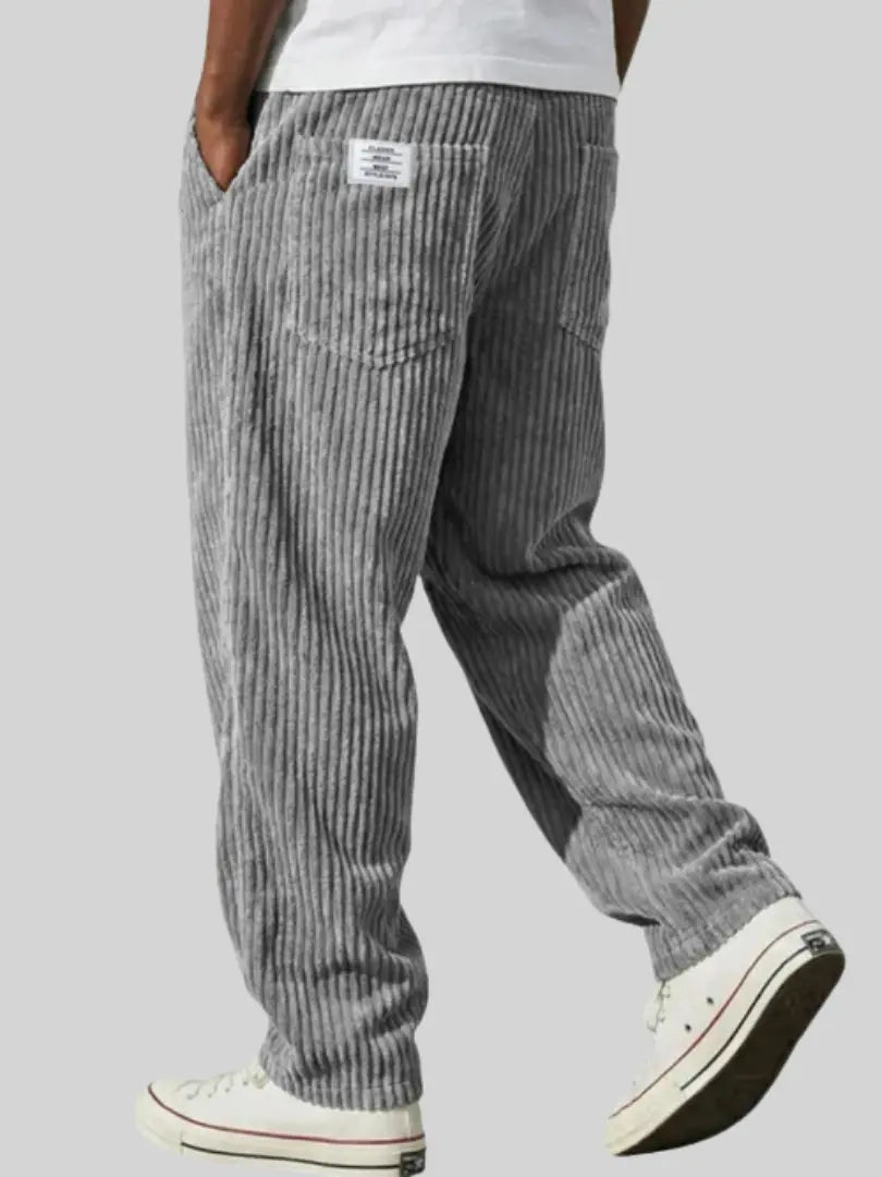 Men's Corduroy Pants with Elastic Waist Loose Fit for Office and Everyday Wear