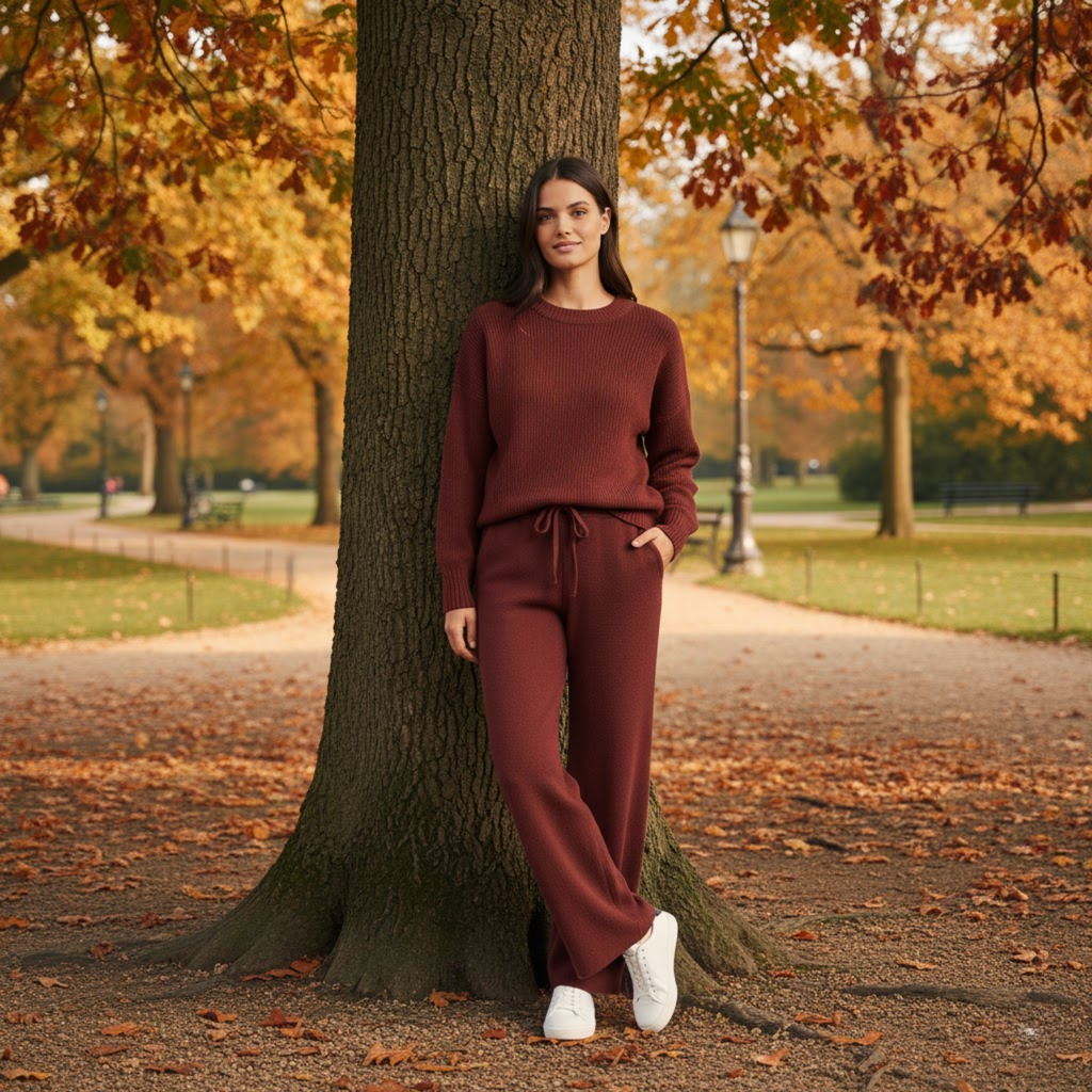 Knitted Set Women Loose Sweater Wide Leg Pants