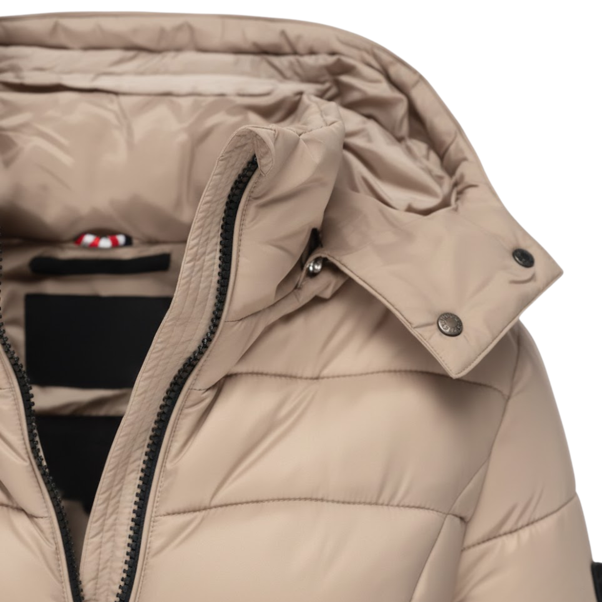 Women's Quilted Parka with Mid Length Cut Zip Closures and Functional Hood