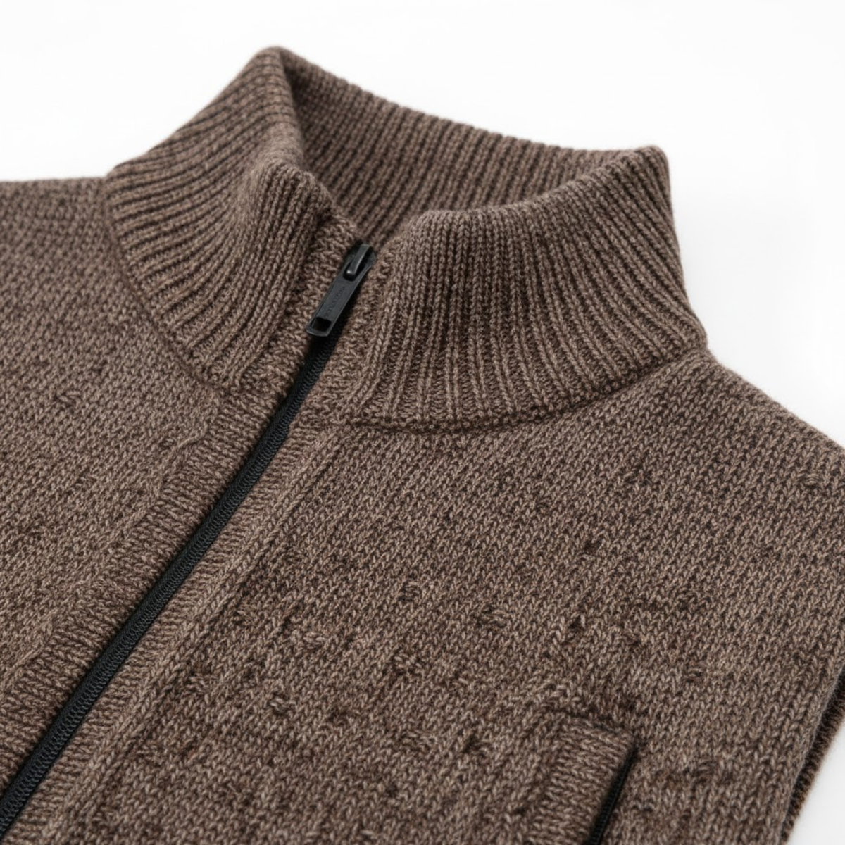 Man Winter Sweater Zippered Stand Collar Vest