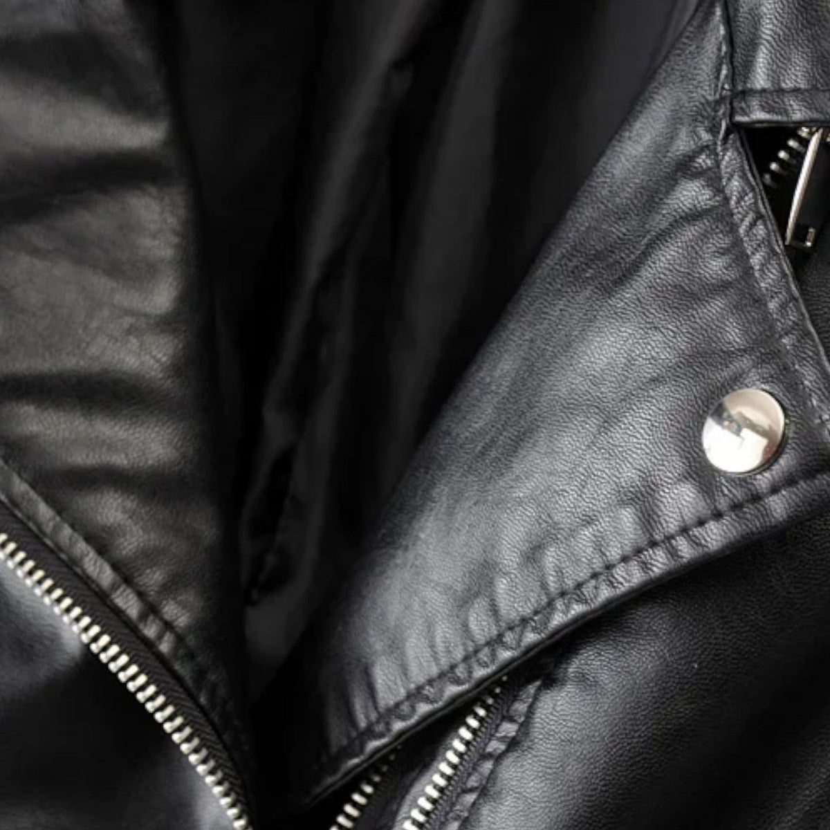 Women's Genuine Leather Jacket with Biker Style and Structured Cut
