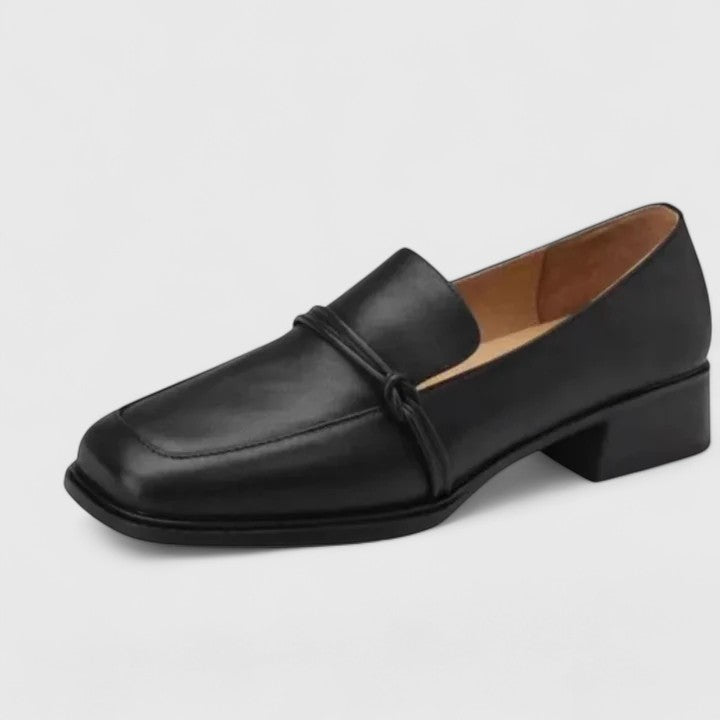 Women's Square Toe Loafers with Low Heel Sturdy Sole and Retro Silhouette