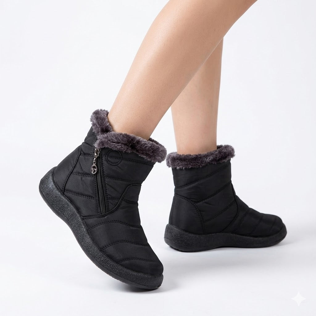 Women's Snow Boots with Faux Fur Lining Side Zip Closure and Non Slip Sole