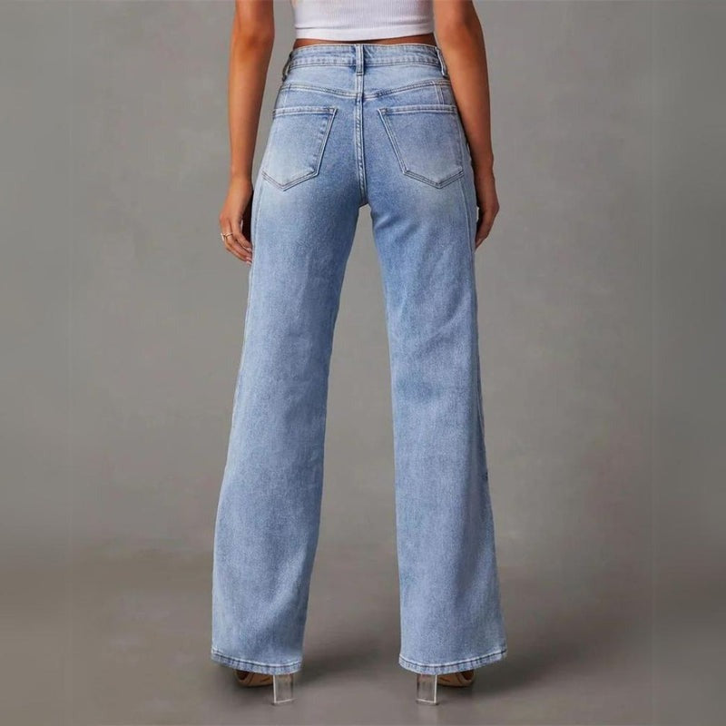 Women's High Waisted Wide Leg Jeans with Elongating Silhouette