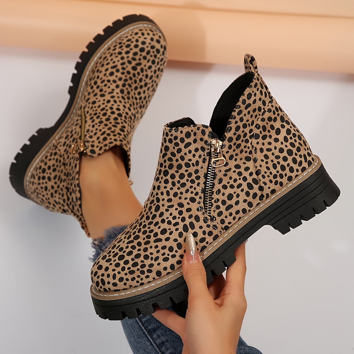 Women's Ankle Boots with Non Slip Grip Arch Support and Side Zipper