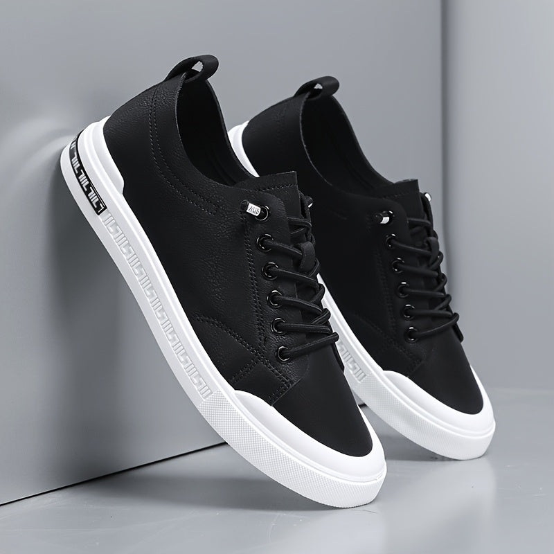 Men's Smooth Leather Sneakers with Fabric Lining EVA Insole and Durable PVC Sole