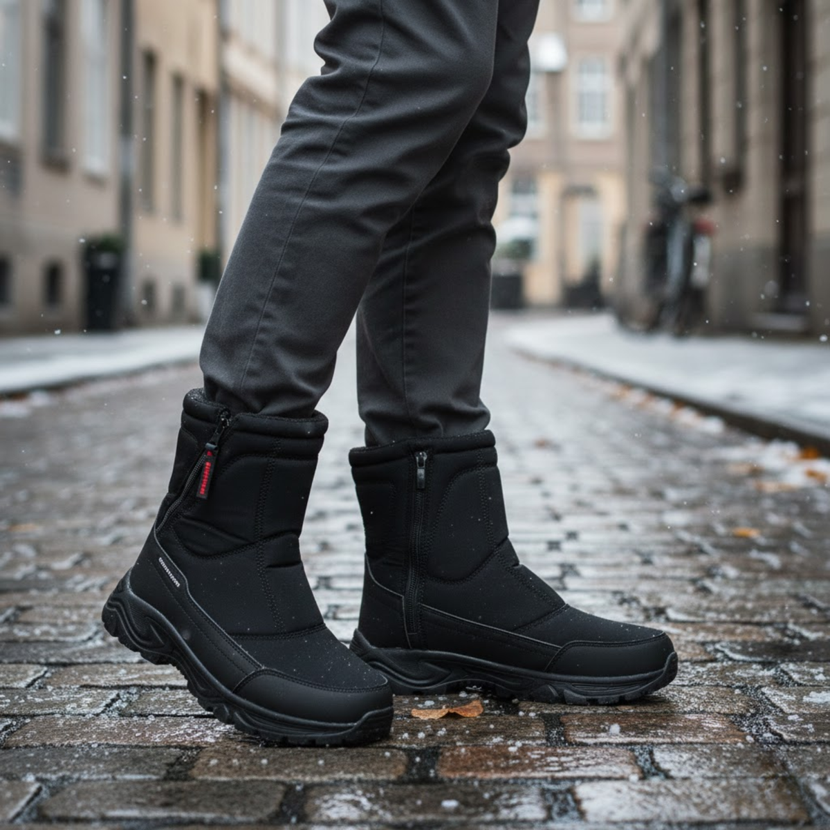 Men's Insulated Waterproof Boots with Rugged Outdoor High Traction Sole