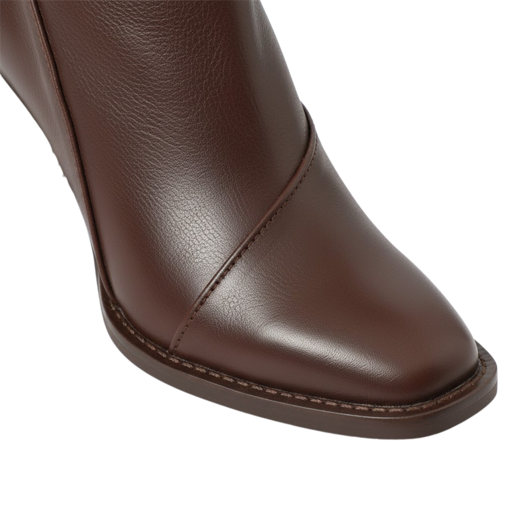 Women's Ankle Boots with Square Toe Thick Heel and Side Zip Closure