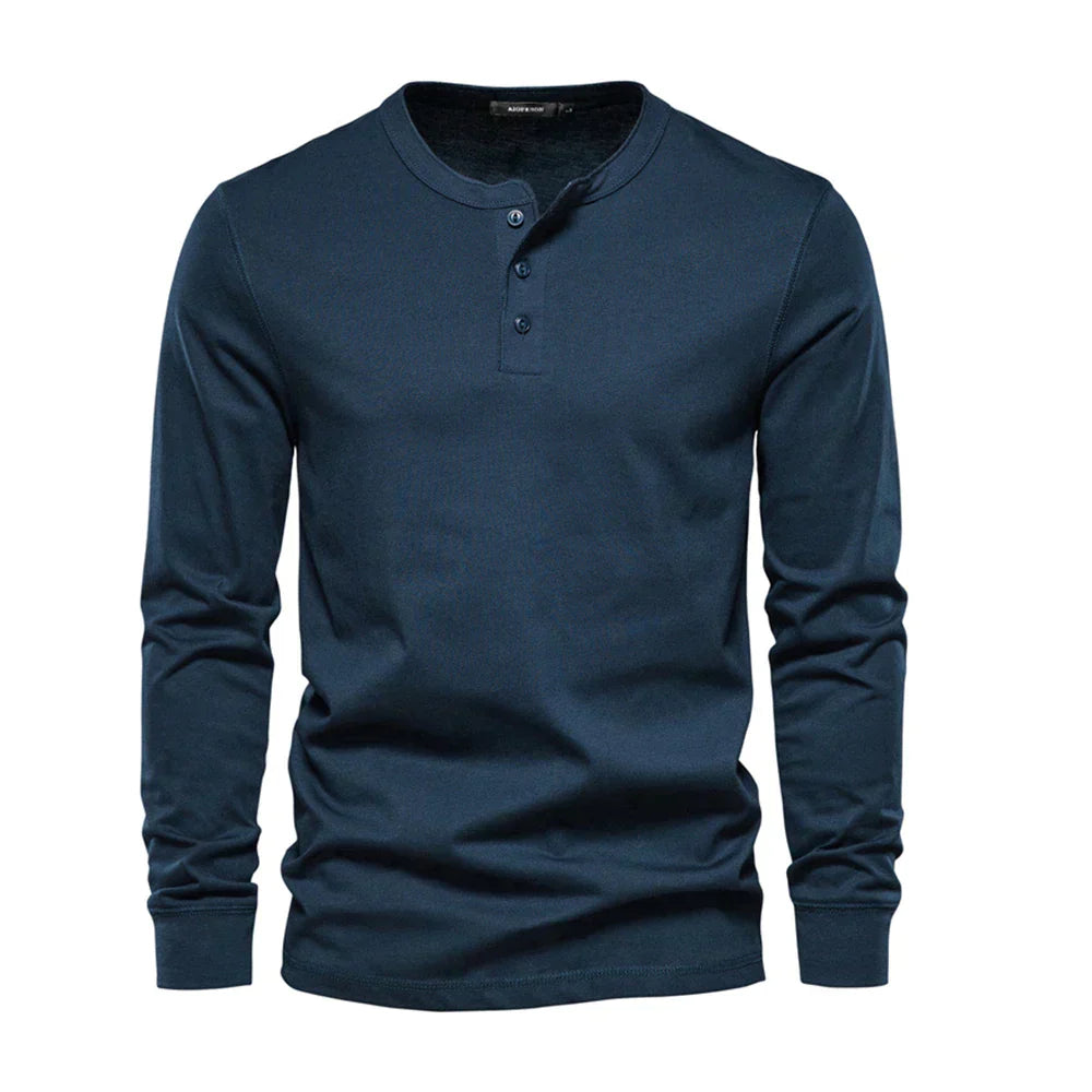 Men's Long Sleeve Button Shirt with Comfortable Casual Fit and Adjustable Neckline