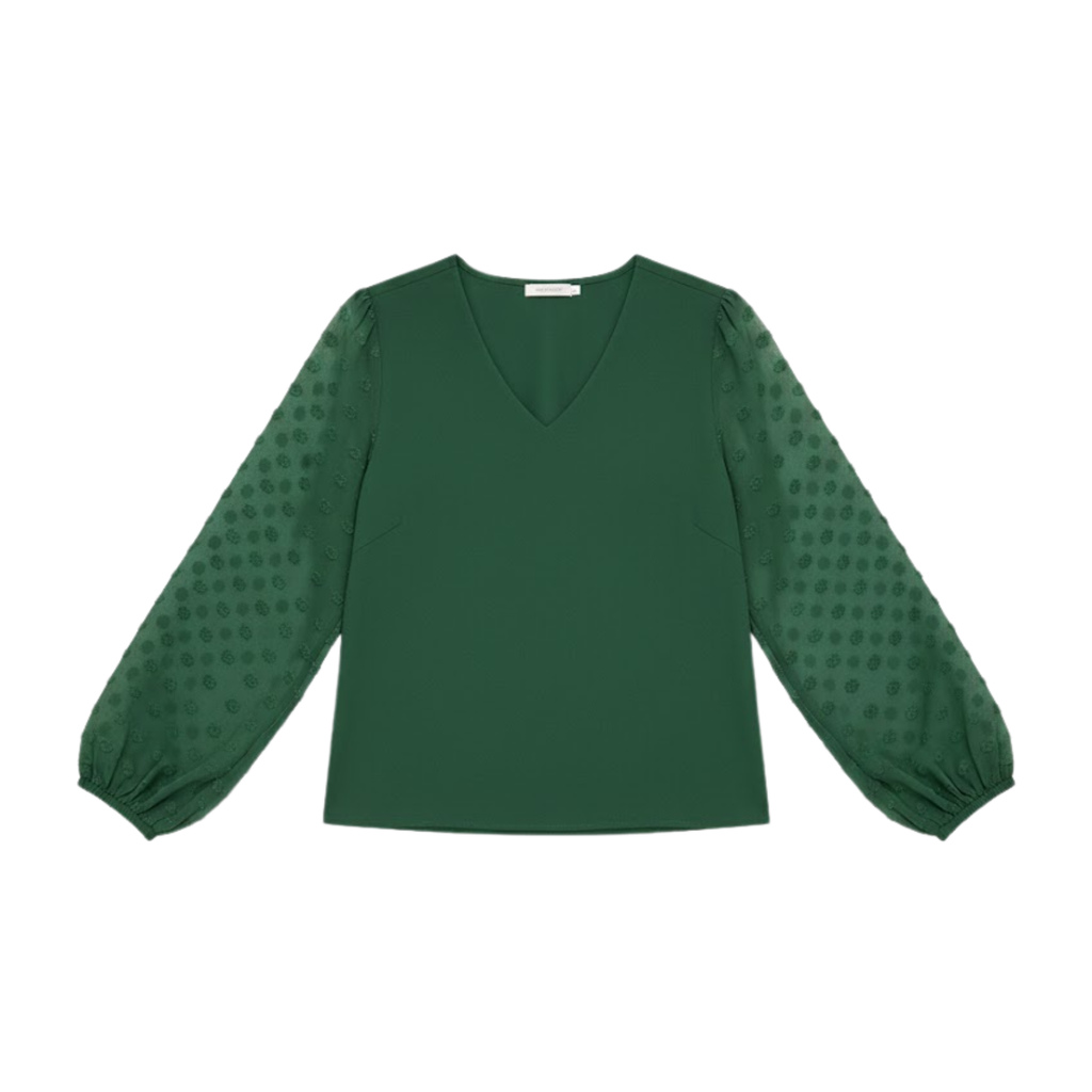 Women Blouses Shirts V-Neck Long Lantern Sleeve Tops