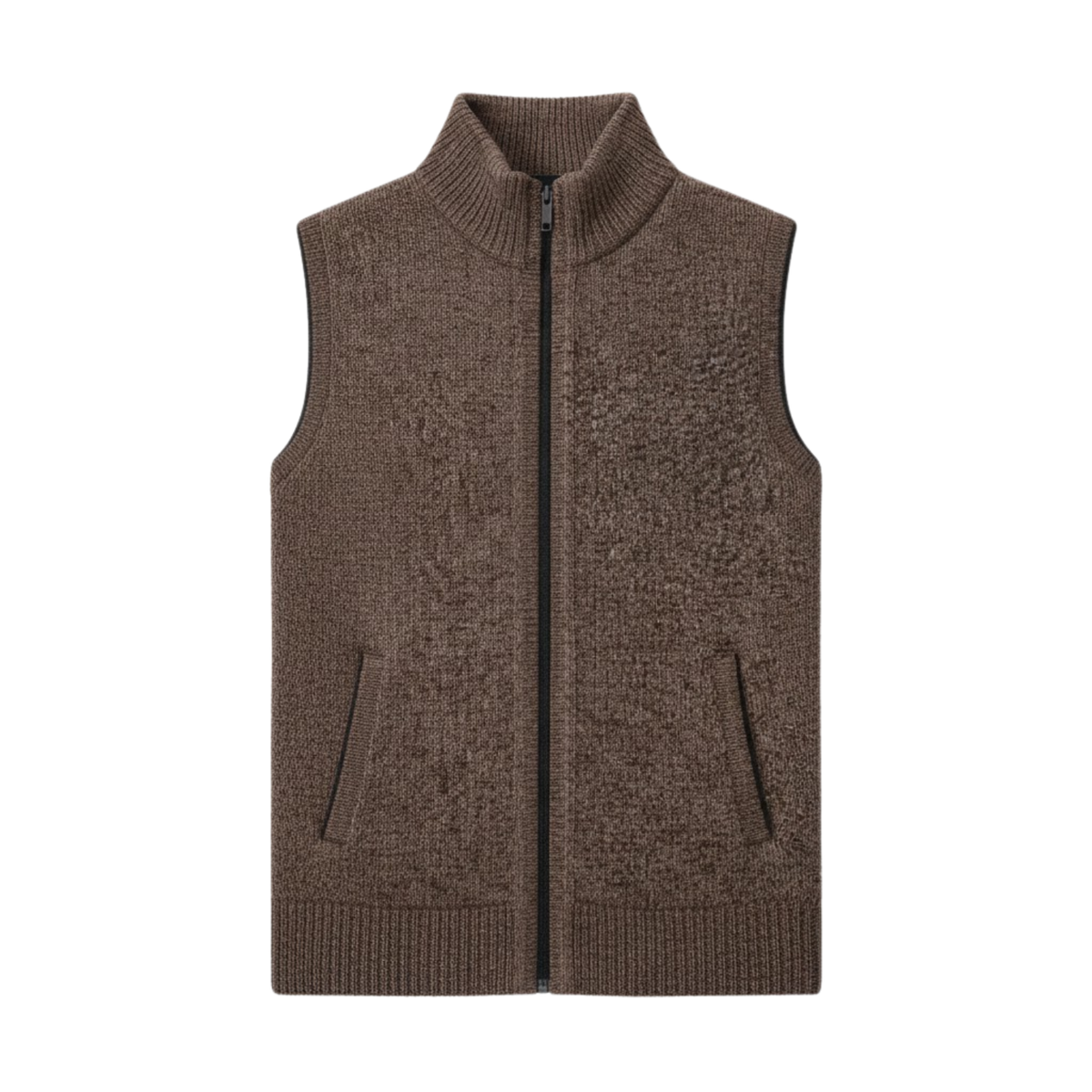 Man Winter Sweater Zippered Stand Collar Vest