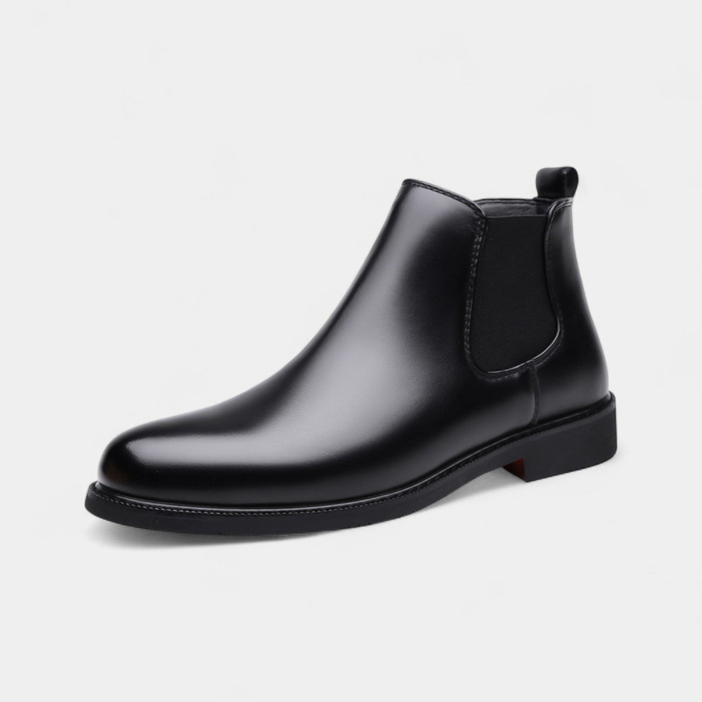 Men's Chelsea Boots with PU Leather Elastic Side Panels and Non Slip Rubber Sole