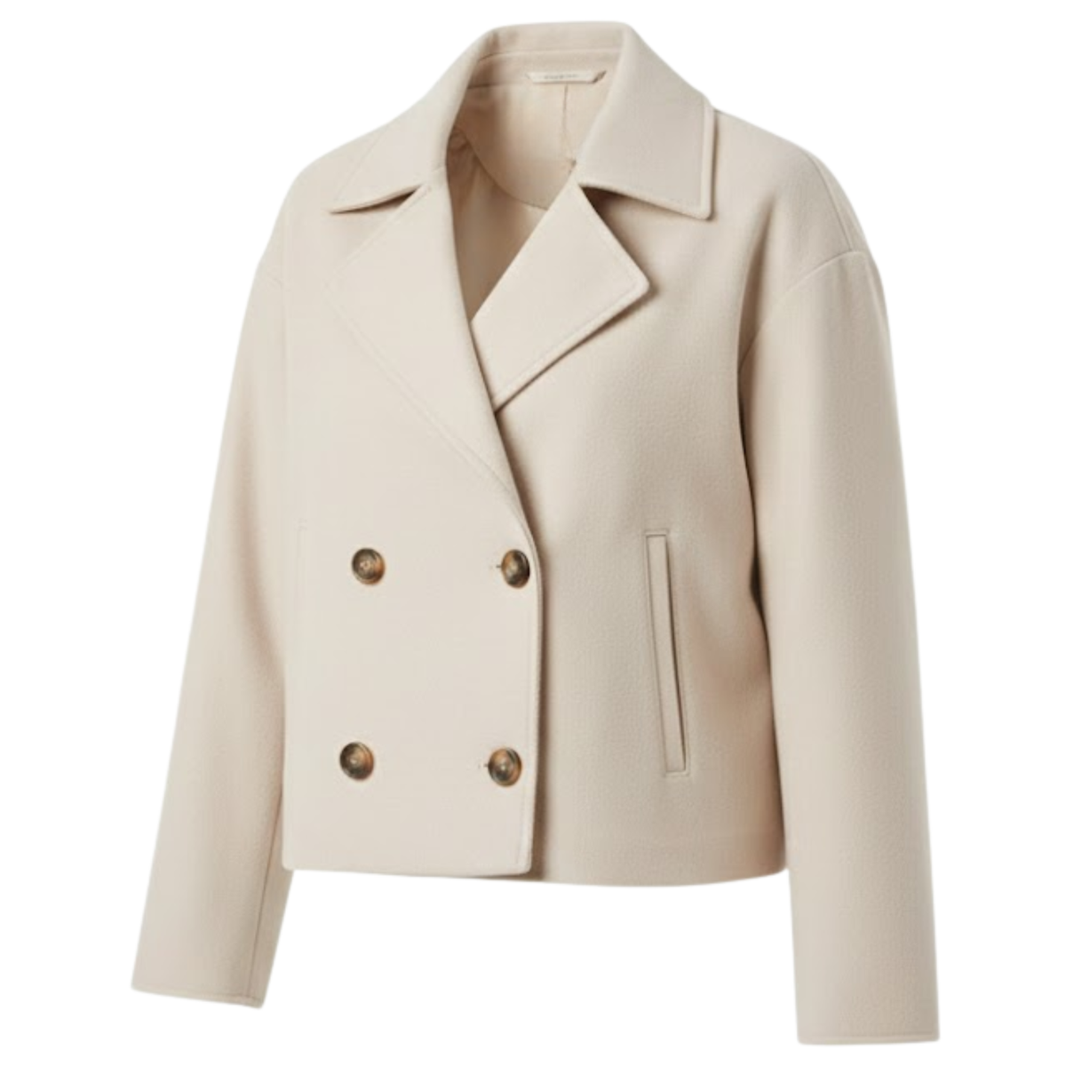 Women Long Sleeved Double Breasted Woolen Jacket