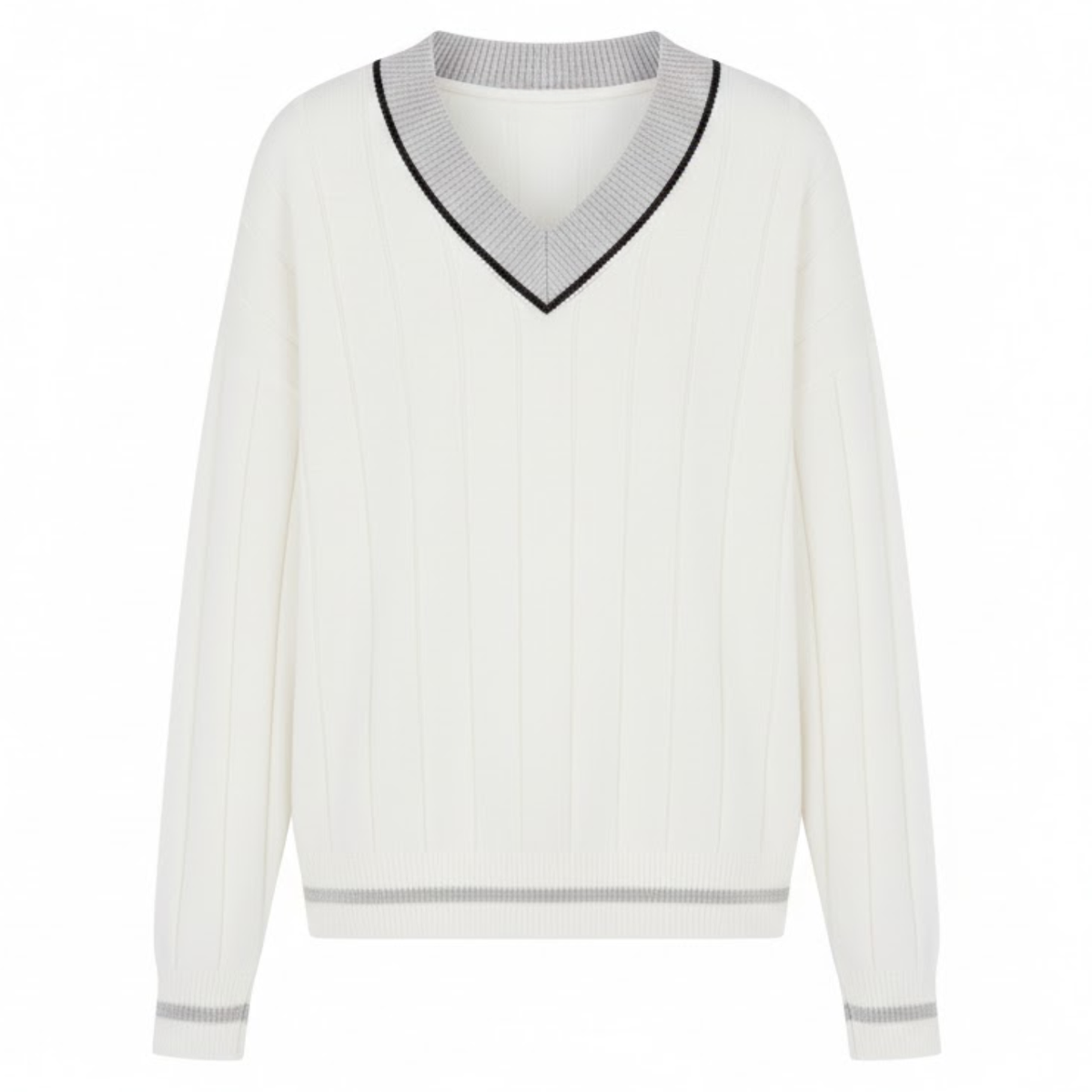 Women Luxurious V-Neck Long Sleeve Cotton Sweater
