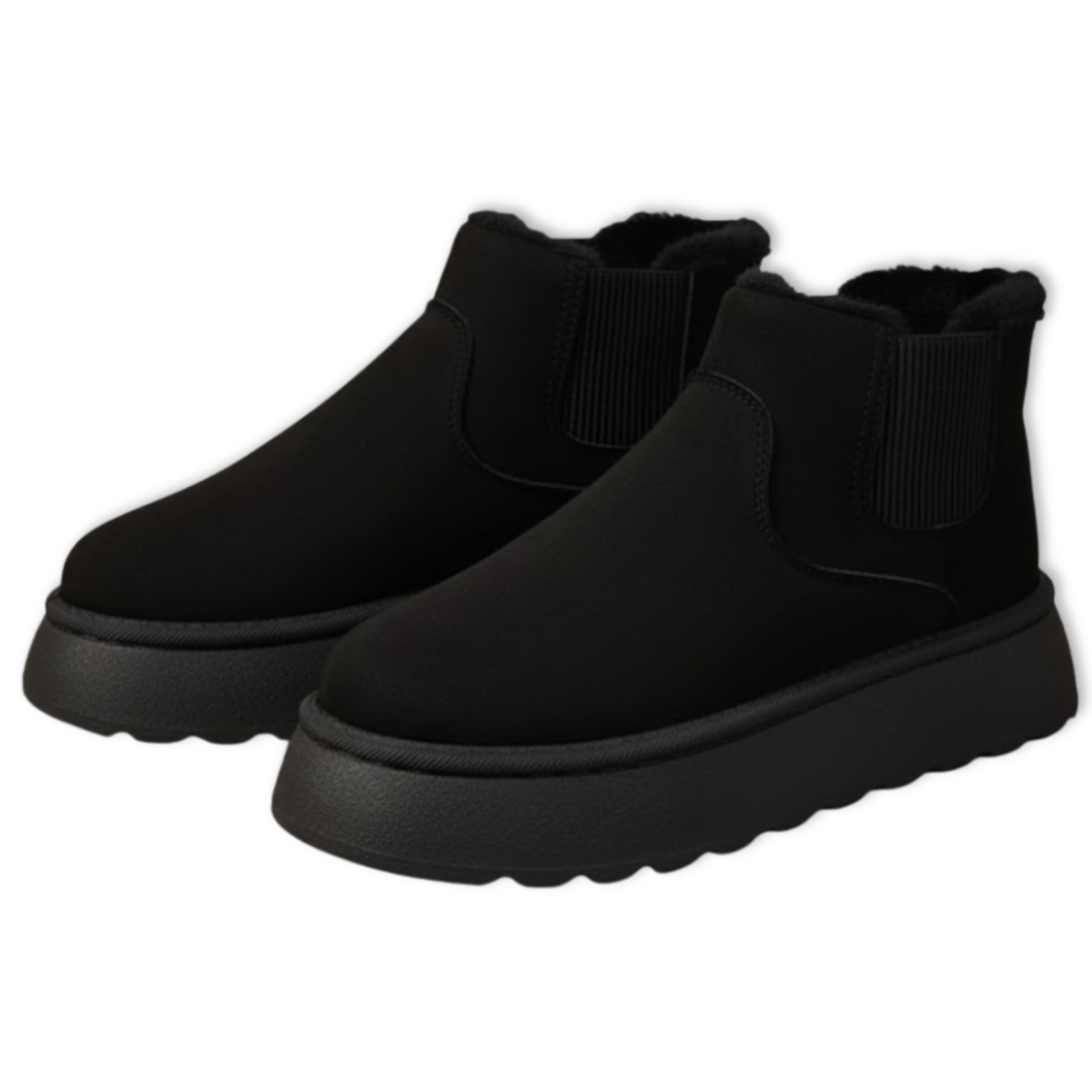 Varme vinter-snestøvler til kvinder med fleecefor, slip-on-design og tyk sål