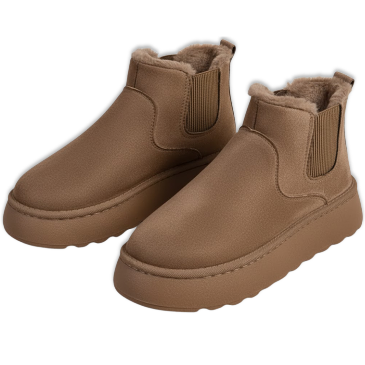Varme vinter-snestøvler til kvinder med fleecefor, slip-on-design og tyk sål