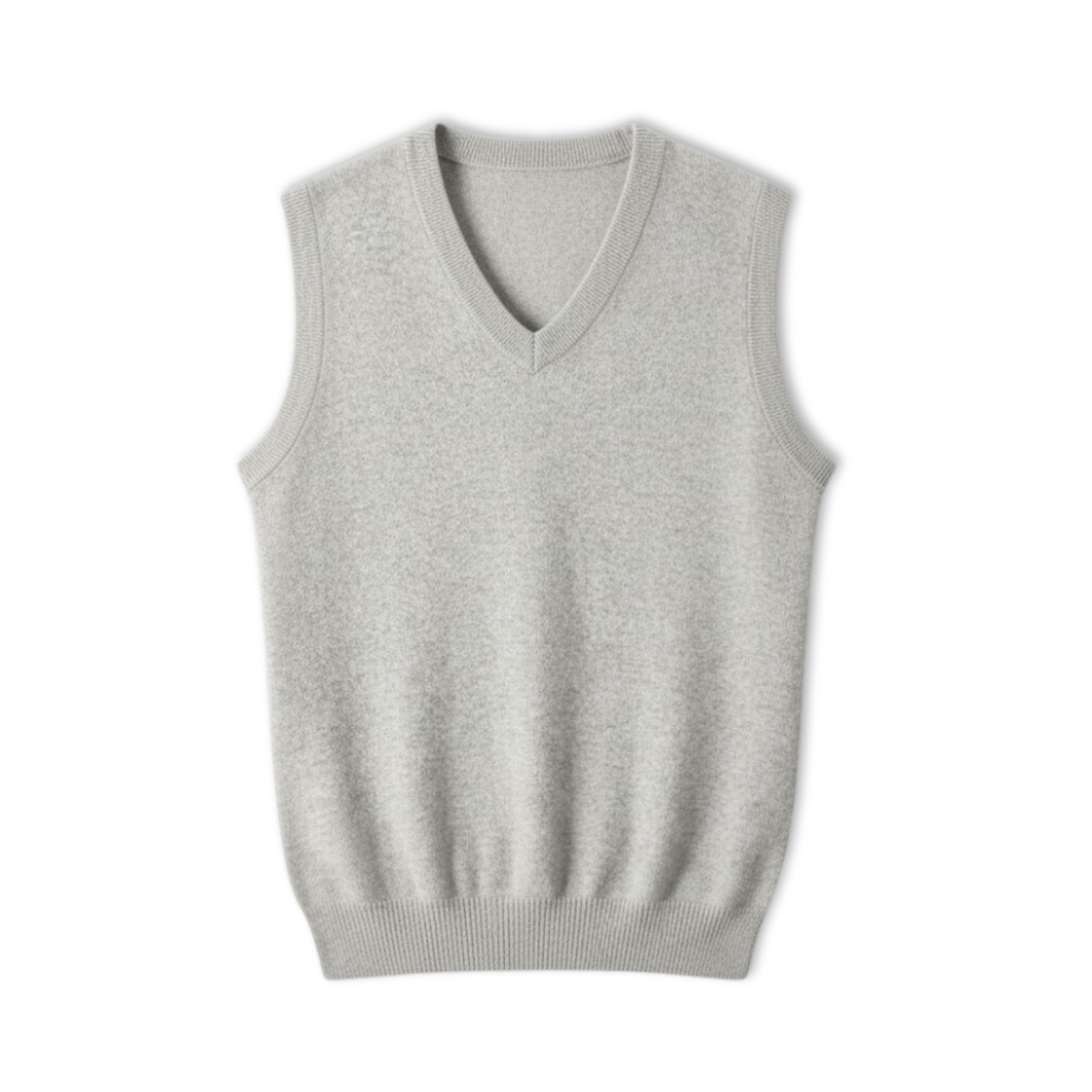 Ærmeløs pullover-vest til mænd i merinould med V-hals