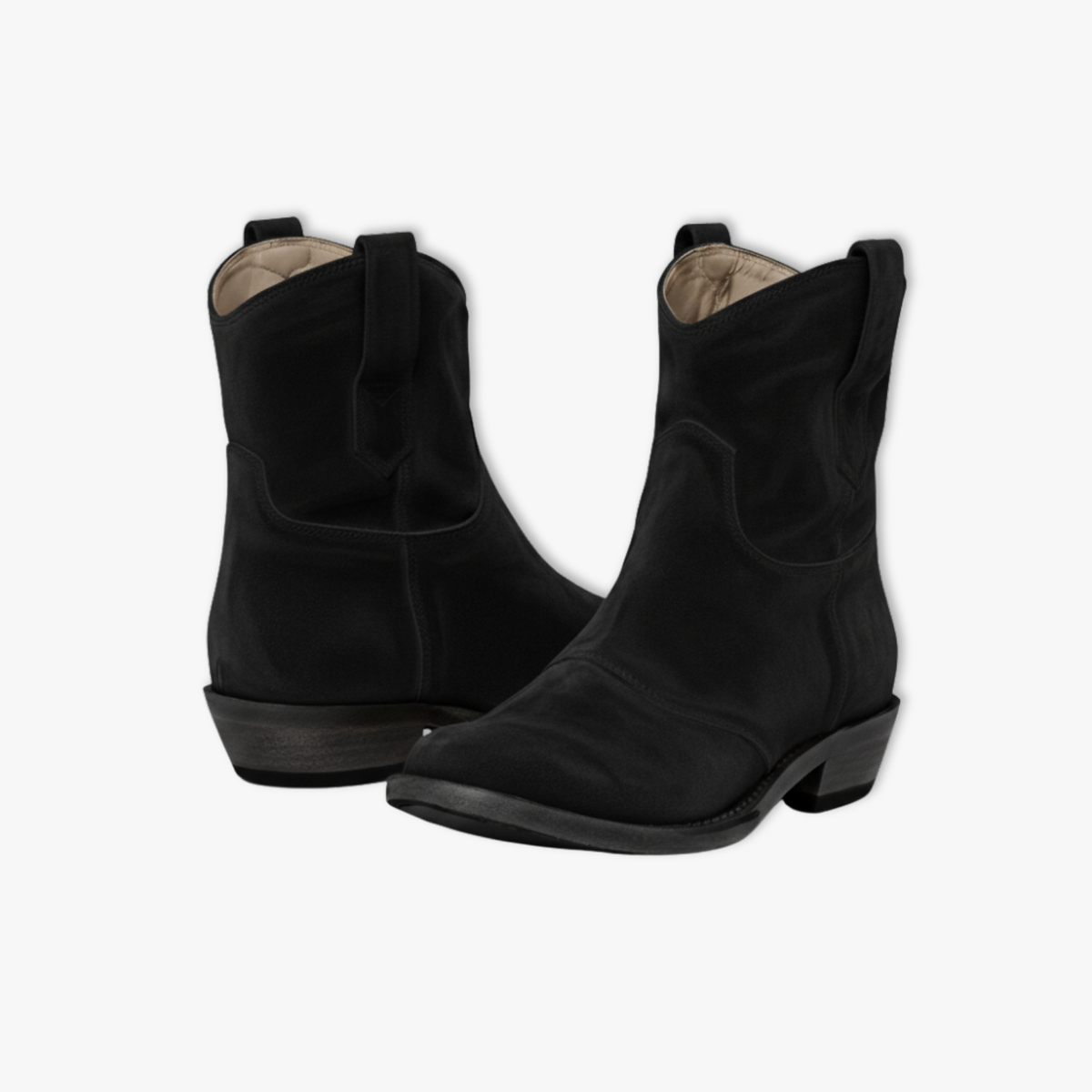 Dames ankelstøvler i ruskind med slip-on-design og skridsikker sål