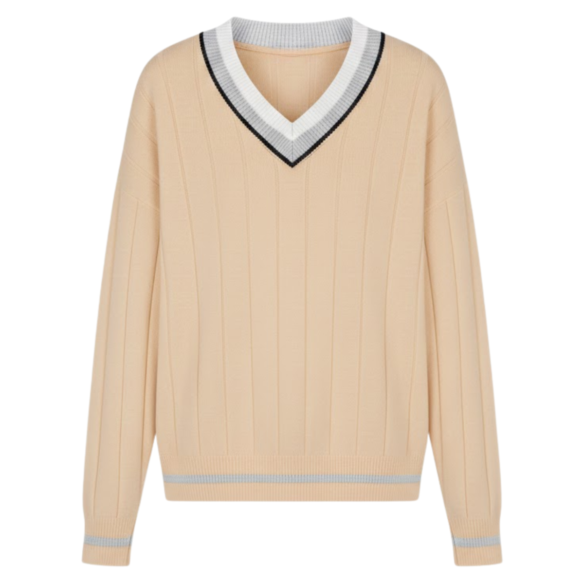 Women Luxurious V-Neck Long Sleeve Cotton Sweater