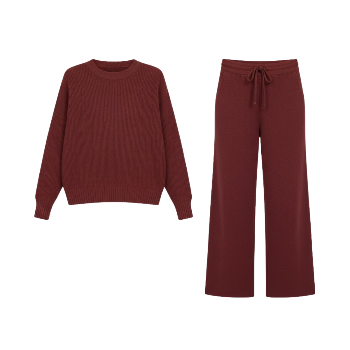 Knitted Set Women Loose Sweater Wide Leg Pants