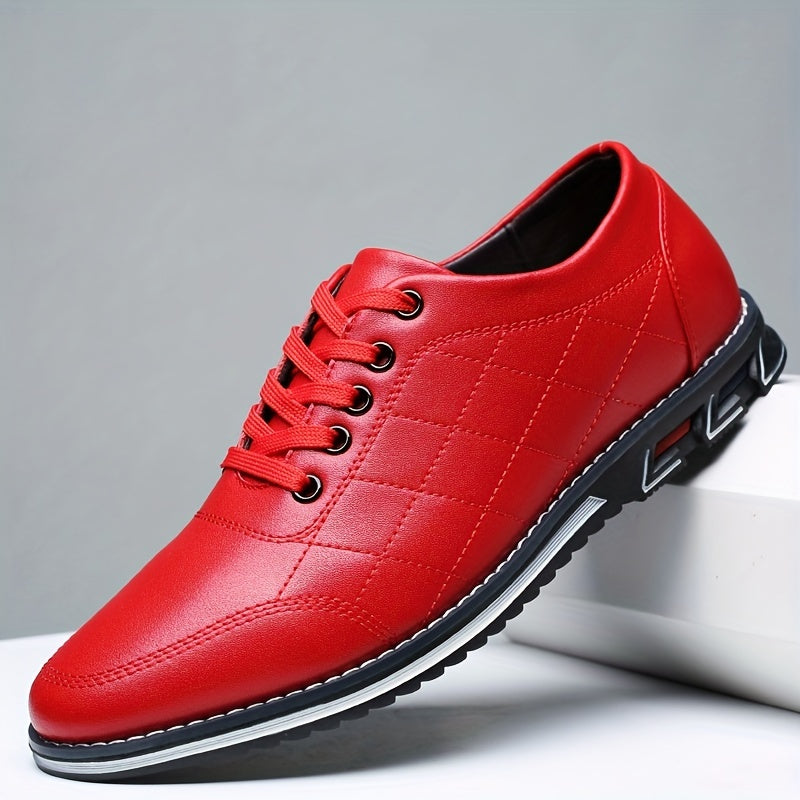 Men's Quilted Sneakers with Lace Up Closure and Textured Grip Outsole