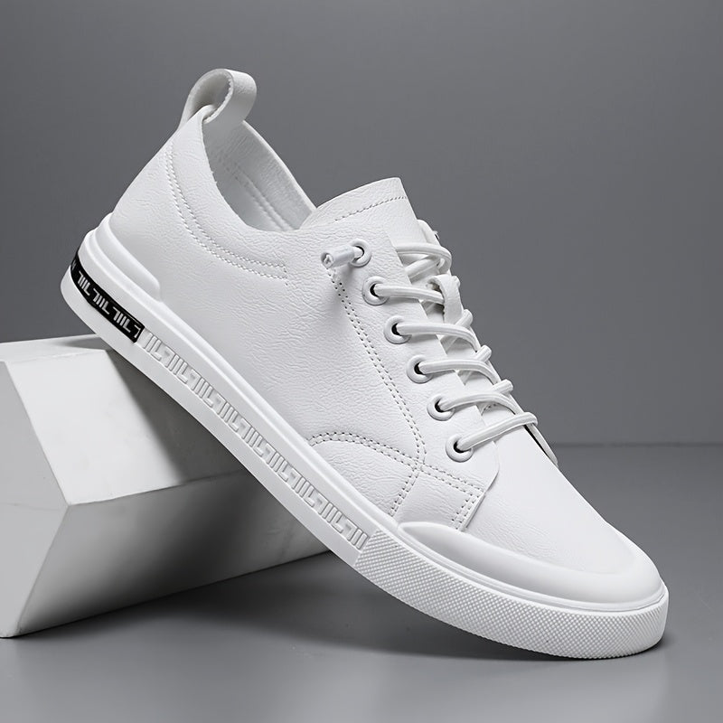Men's Smooth Leather Sneakers with Fabric Lining EVA Insole and Durable PVC Sole